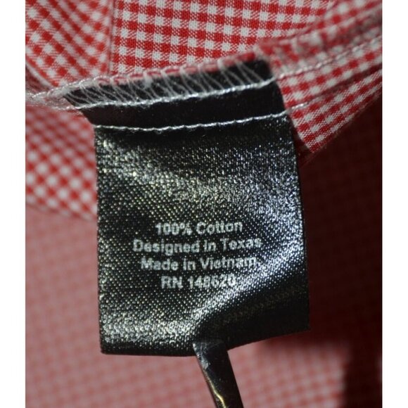 Texas Standard Red Micro Check Men's Dress Shirt Size L Cotton Western Button Up - Picture 10 of 11